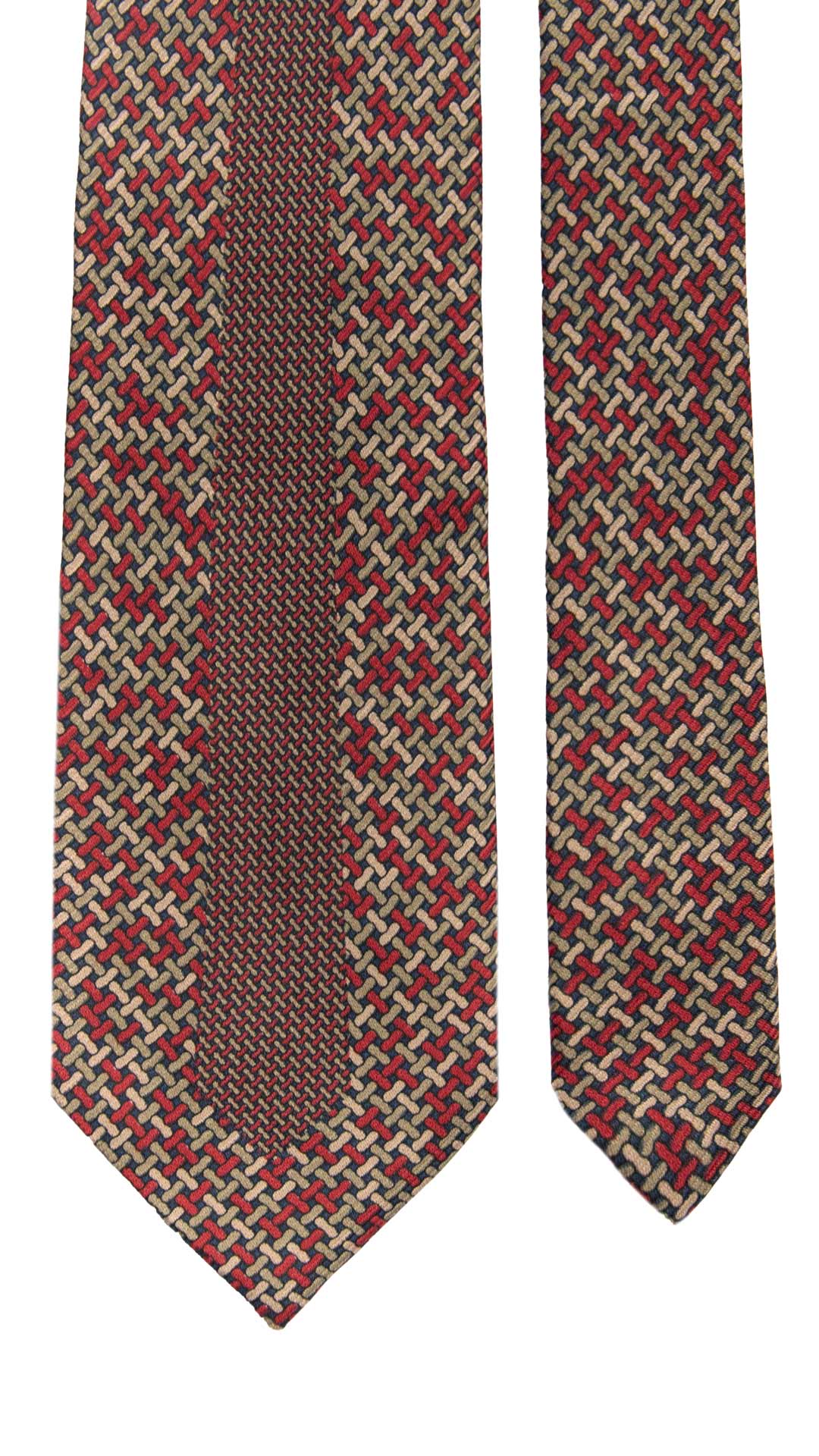 Cravatta Vintage di Seta Jacquard Blu Fantasia Multicolor CV1091 Made in Italy Graffeo Cravatte Pala