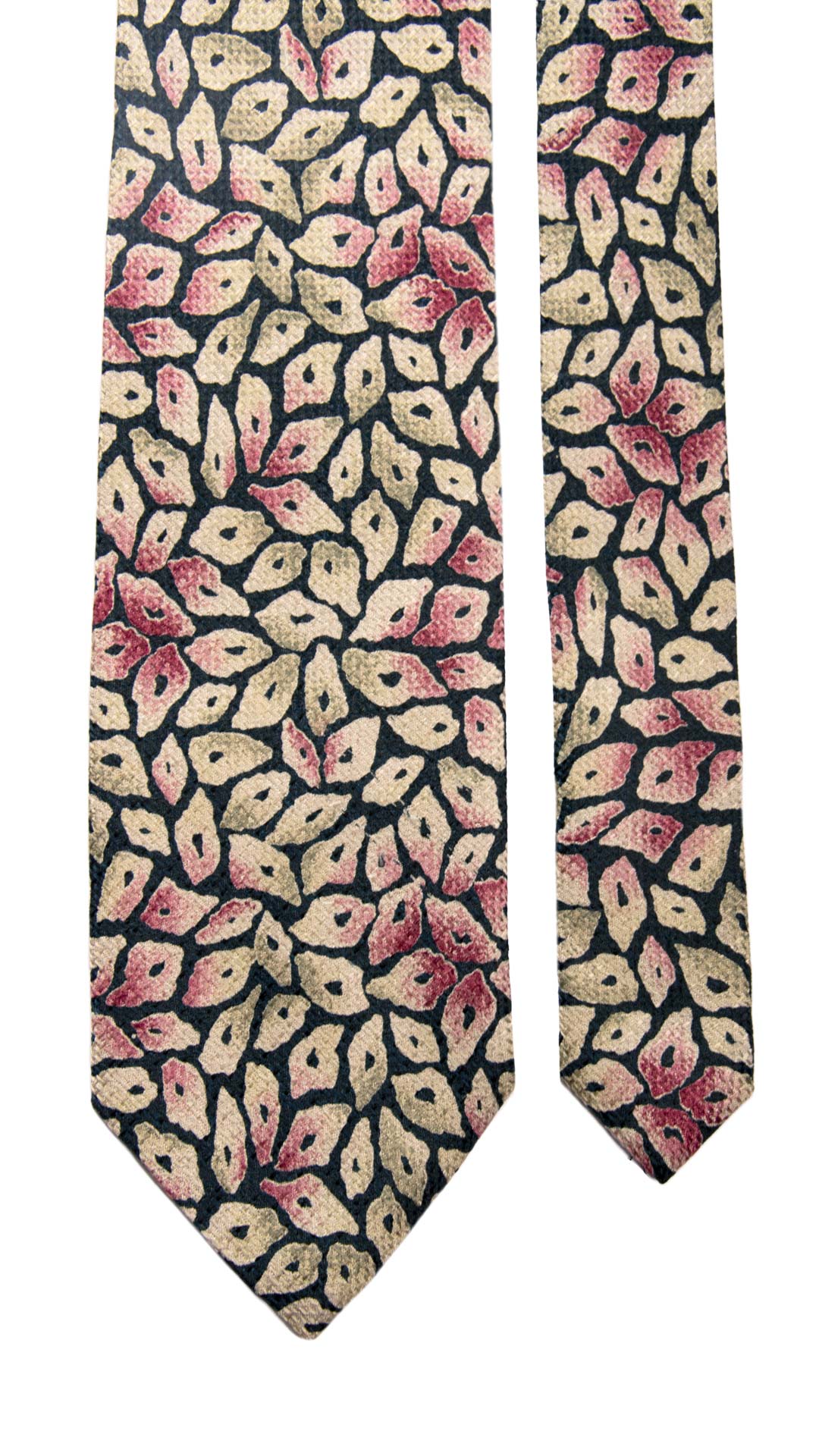 Cravatta Vintage di Seta Jacquard Blu Fantasia Multicolor Made in Italy Graffeo Cravatte Pala