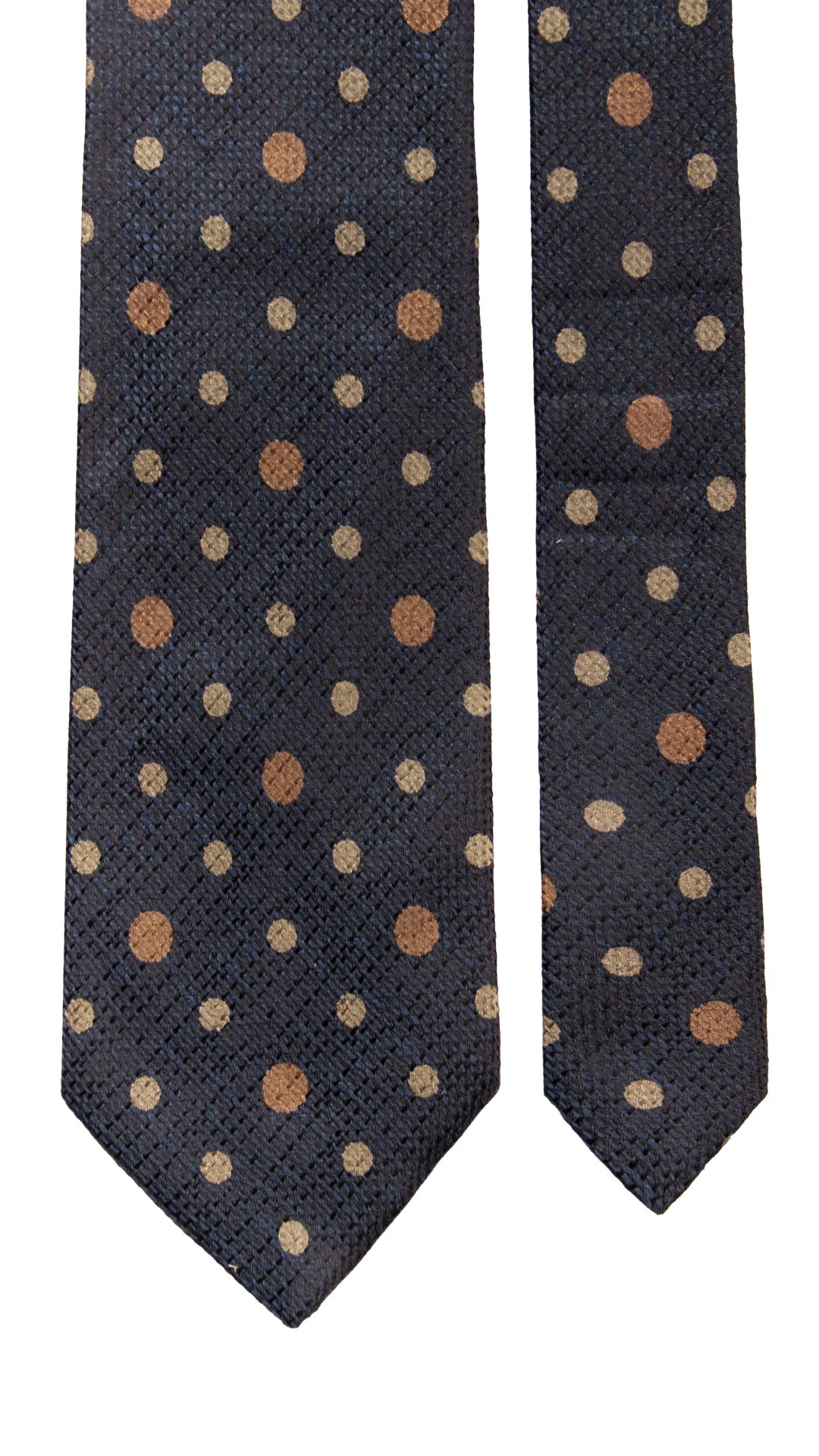 Cravatta Vintage di Seta Jacquard Blu a Pois Verde Oliva CV1122 Made in Italy Graffeo Cravatte Pala