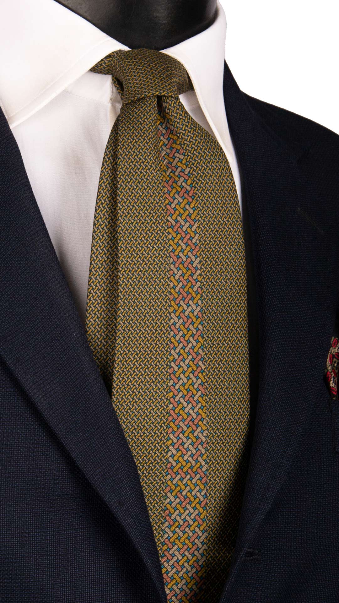 Cravatta Vintage di Seta Jacquard Celeste Fantasia Multicolor CV1095 Made in Italy Graffeo Cravatte