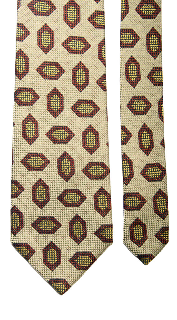 Cravatta Vintage di Seta Jacquard Color Corda Fantasia Bordeaux Senape Made in Italy Graffeo Cravatte Pala