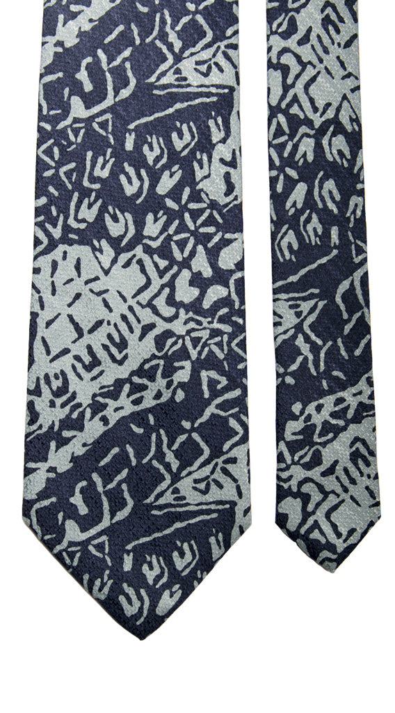 Cravatta Vintage di Seta Jacquard Fantasia Blu Celeste Made in Italy Graffeo Cravatte Pala