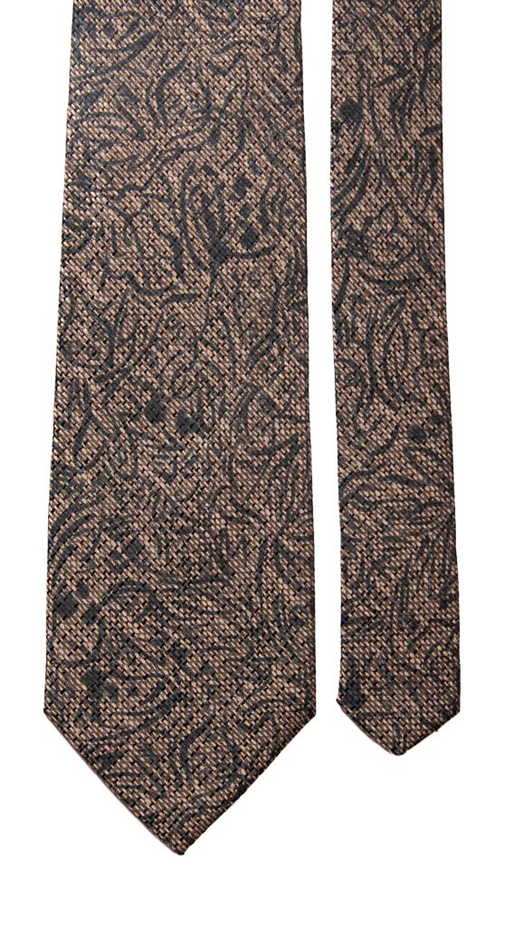 Cravatta Vintage di Seta Jacquard Grigio Argento Fantasia Verde Acqua Made in Italy Graffeo Cravatte Pala