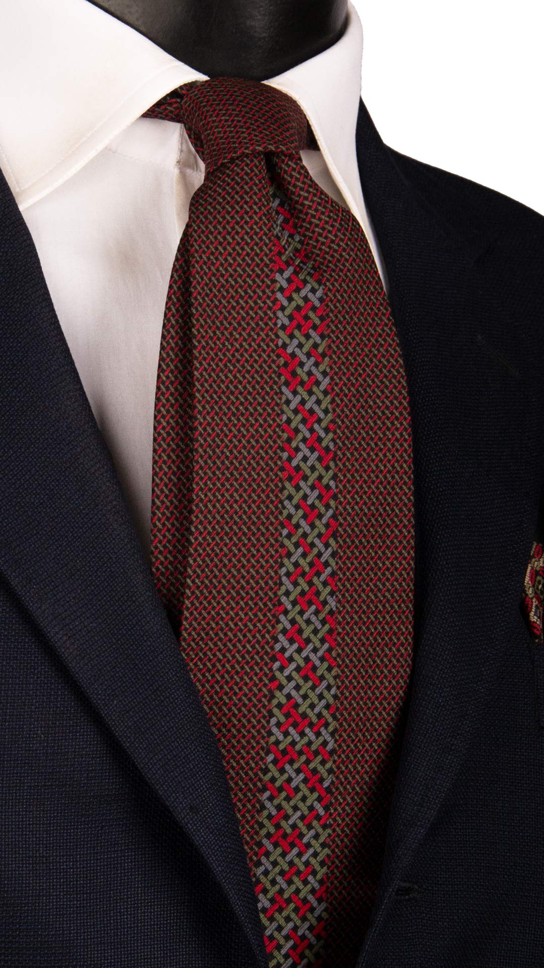 Cravatta Vintage di Seta Jacquard Nera Fantasia Multicolor CV1098 Made in Italy Graffeo Cravatte