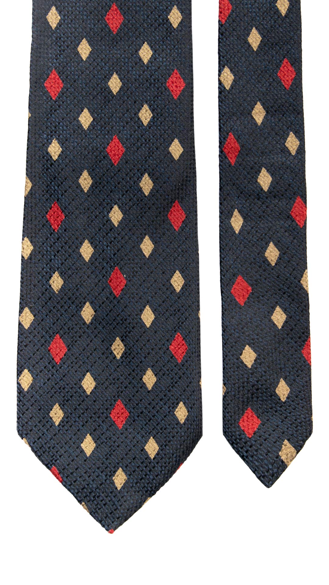Cravatta Vintage di Seta Jacquard Nera a Rombi Beige Rosso CV1136 Made in Italy Graffeo Cravatte Pala