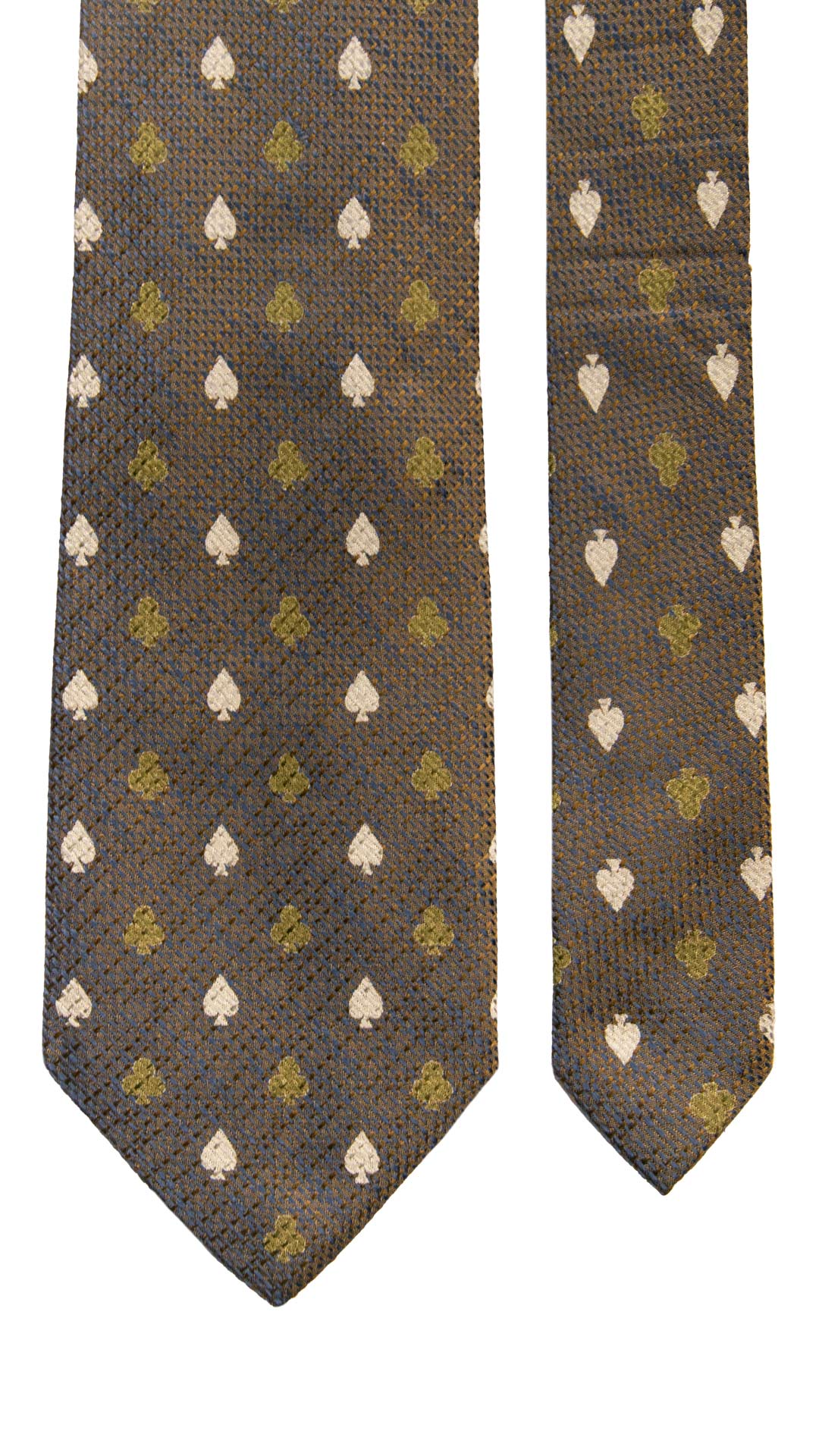 Cravatta Vintage di Seta Jacquard Verde Fantasia Avorio Verde Oliva CV1129 Made in Italy Graffeo Cravatte Pala