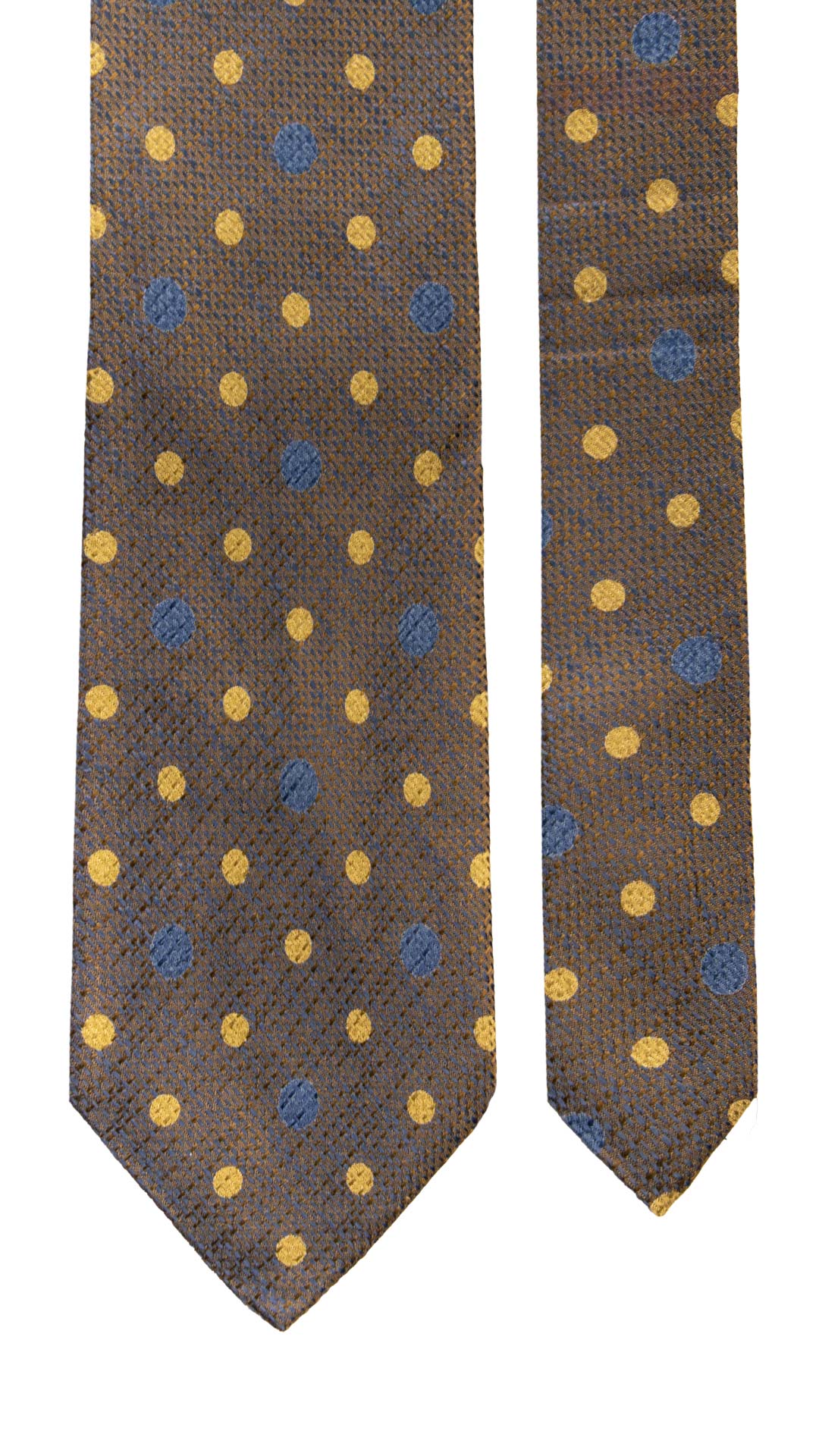 Cravatta Vintage di Seta Jacquard Verde a Pois Blu Giallo CV1124 Made in Italy Graffeo Cravatte Pala