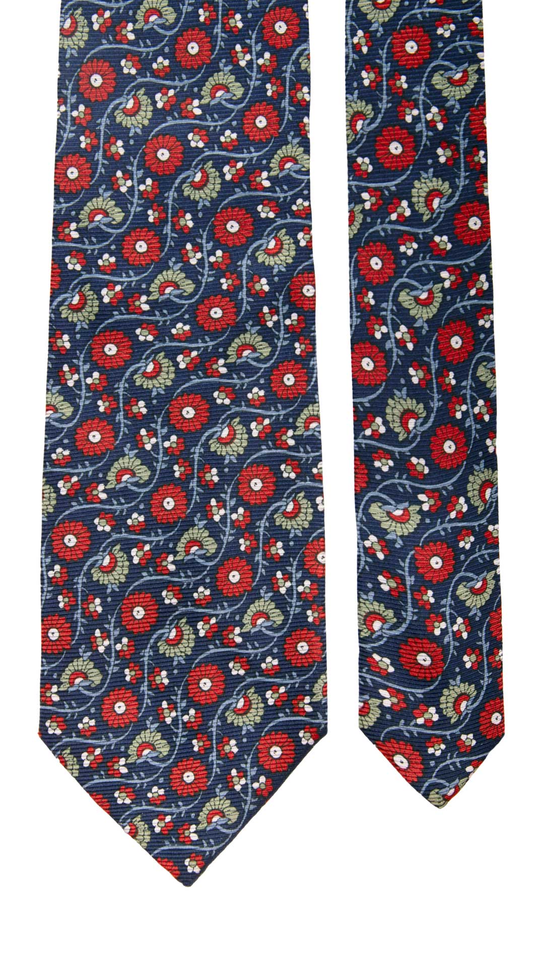 Cravatta Vintage in Saia di Seta Blu A Fiori Multicolor CV862 Graffeo Cravatte Made in Italy Pala