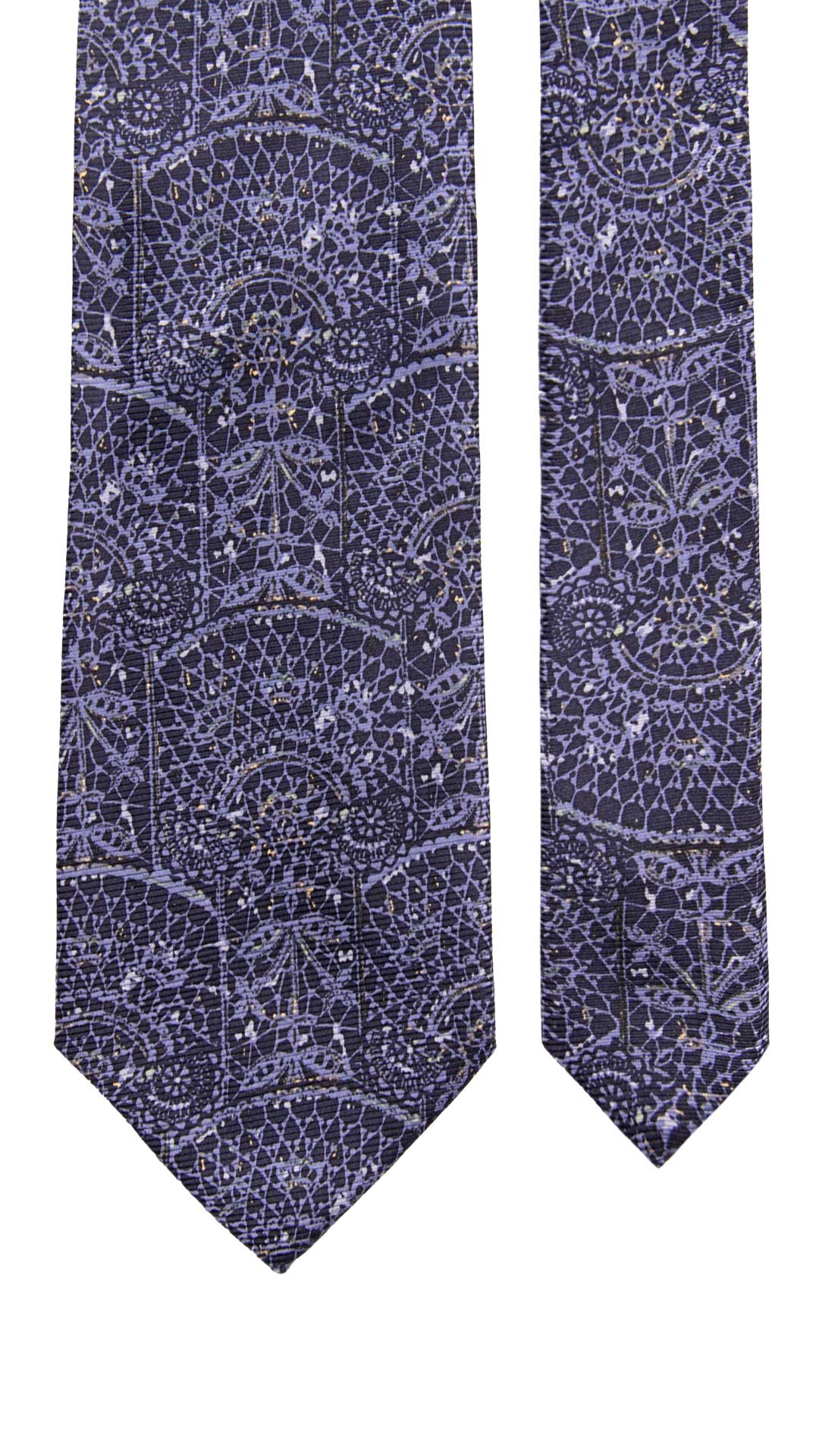Cravatta Vintage in Saia di Seta Blu Fantasia Bluette CV1149 Made in Italy Graffeo Cravatte Pala