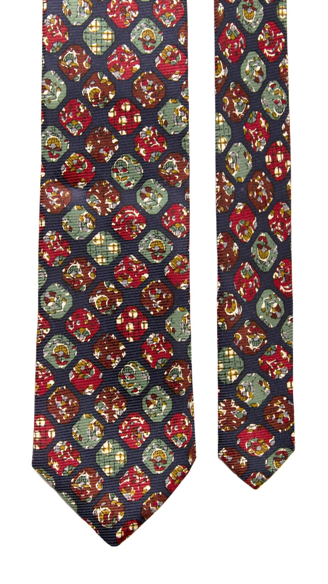 Man Blue Vintage Silk Tie Burgundy Brown Sage Green Pattern CV135