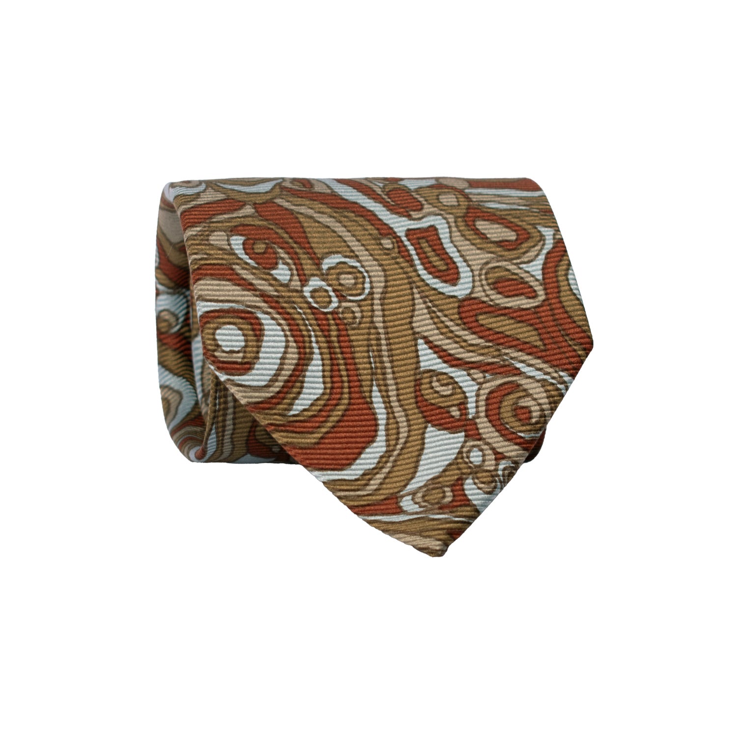 Cravatta Vintage in Saia di Seta Fantasia Verde Bordeaux Azzurro CV771 Rotolo