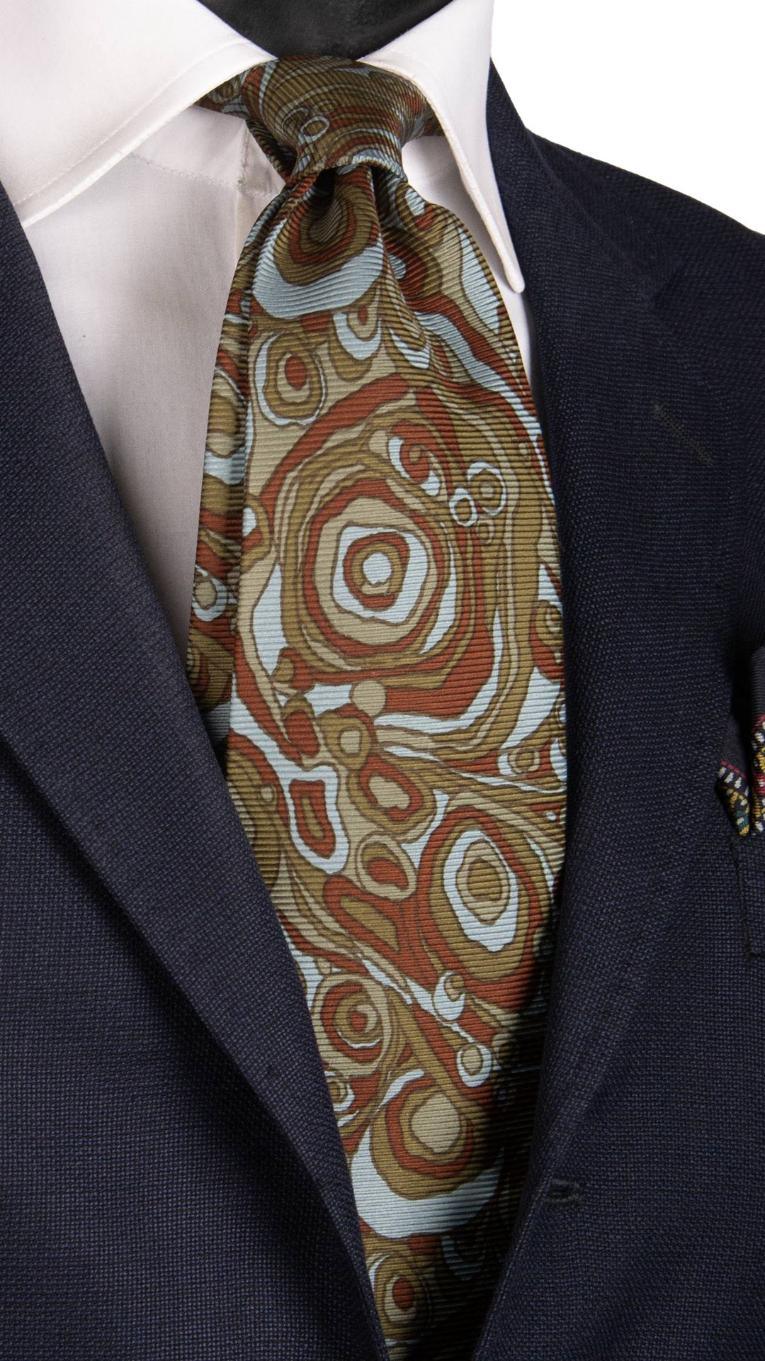 Cravatta Vintage in Saia di Seta Fantasia Verde Bordeaux Azzurro CV771 MAde in Italy Graffeo Cravatte