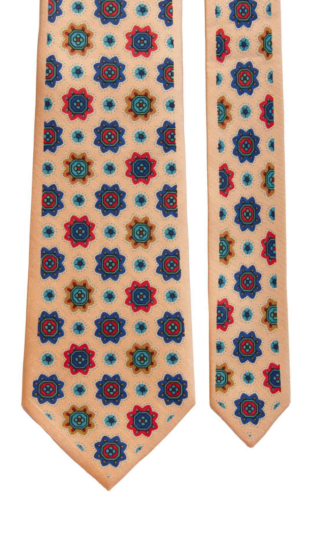 Cravatta Vintage in Twill di Seta Avorio Fantasia Multicolor CV1016 Made in Italy Graffeo Cravatte Pala