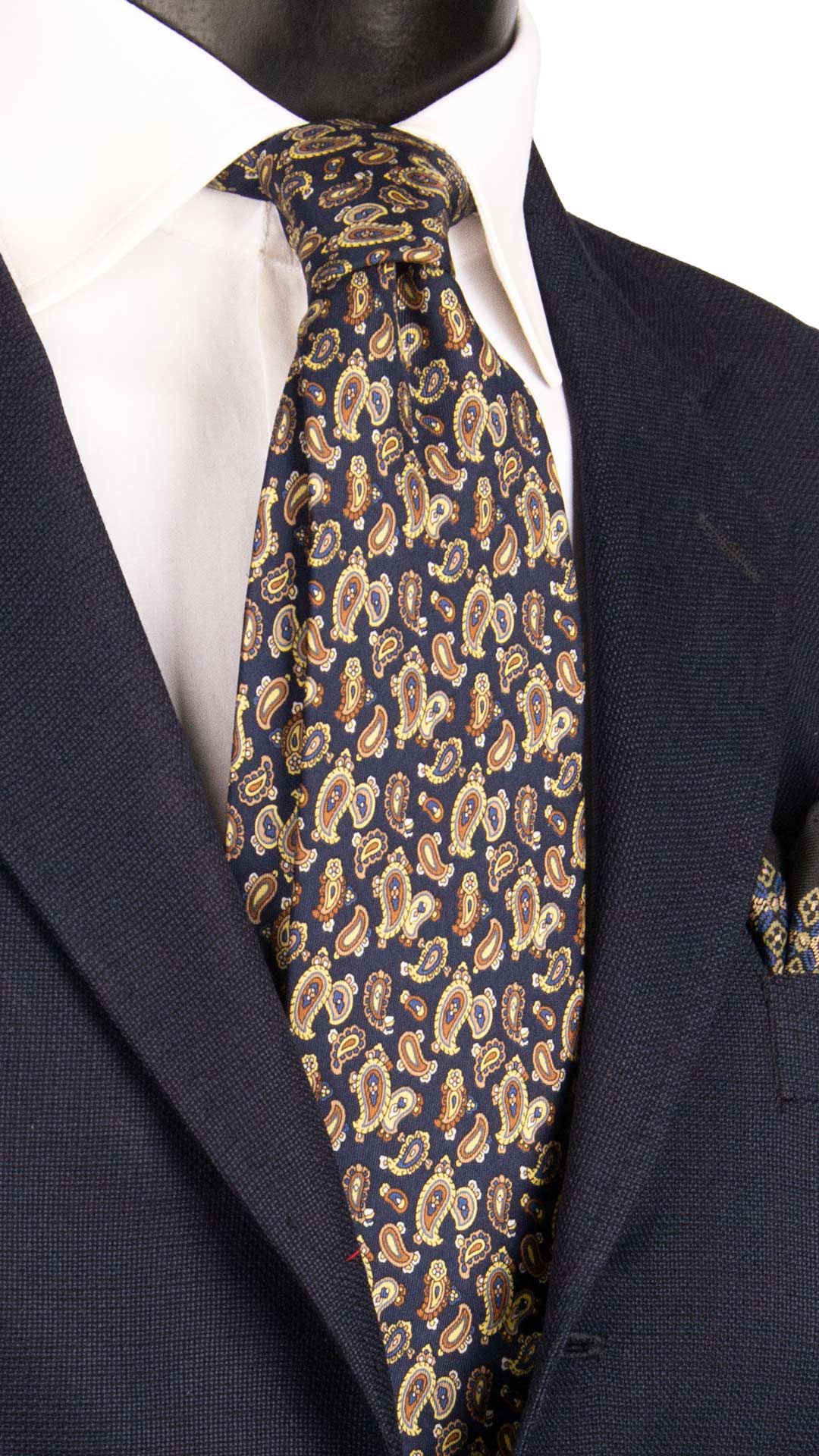 Cravatta Vintage in Twill di Seta Blu Paisley Multicolor CV1209 Made in Italy Graffeo Cravatte