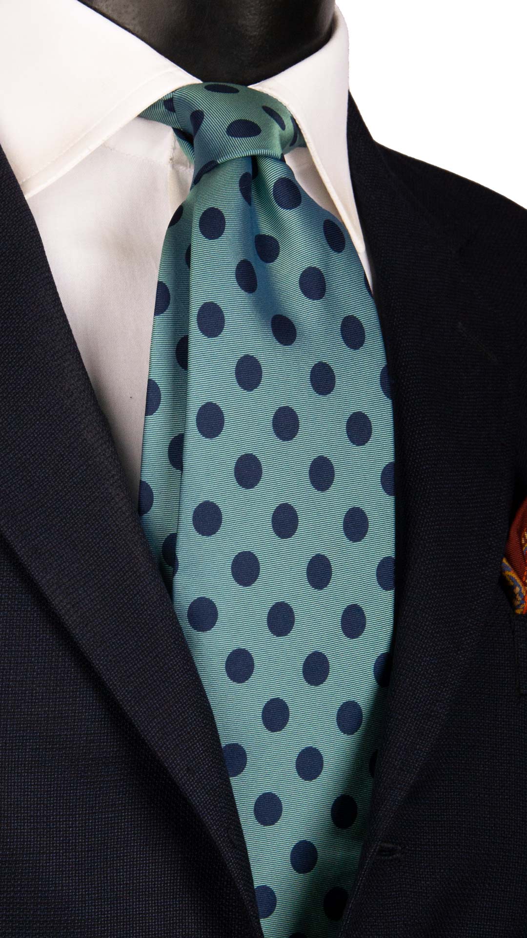 Cravatta Vintage in Twill di Seta Celeste a Pois Blu CV1041 Made in Italy Graffeo Cravatte