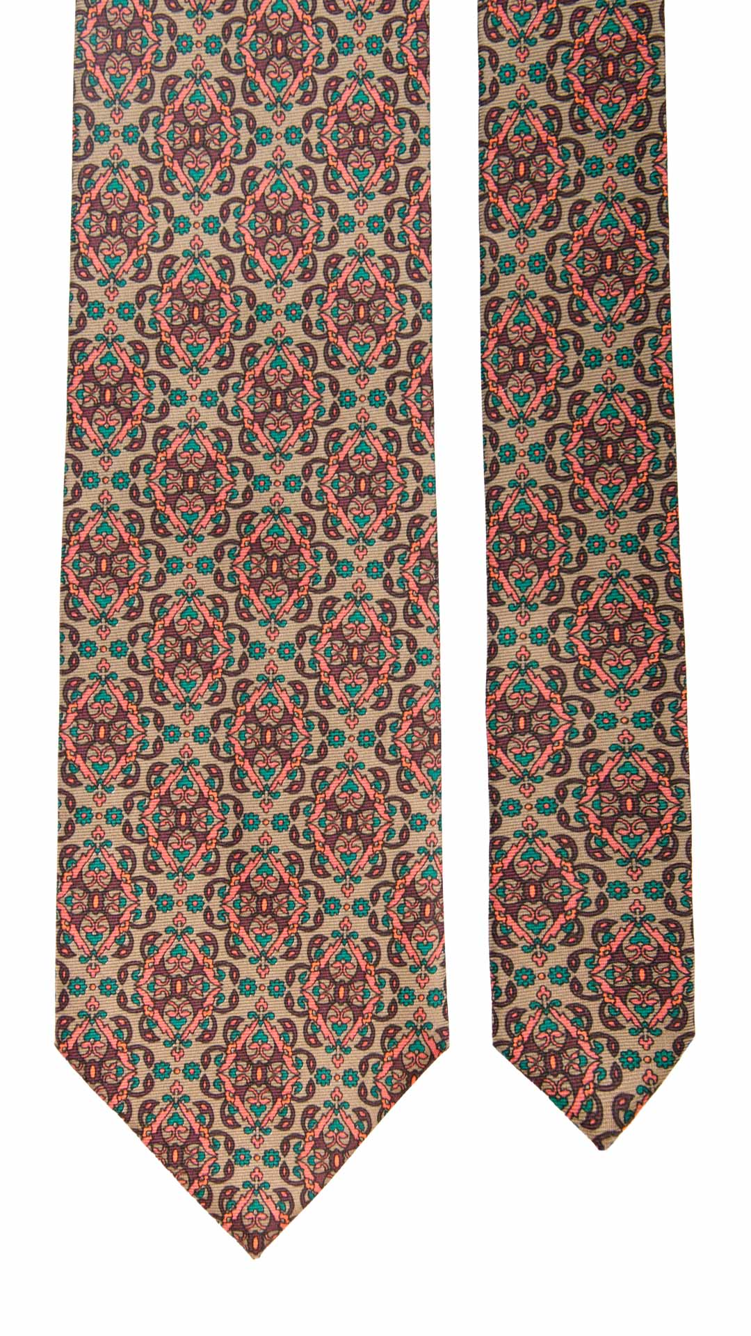 Cravatta Vintage in Twill di Seta Color Corda Fantasia Bordeaux Fucsia Verde CV871 Made in Italy Graffeo Cravatte Pala