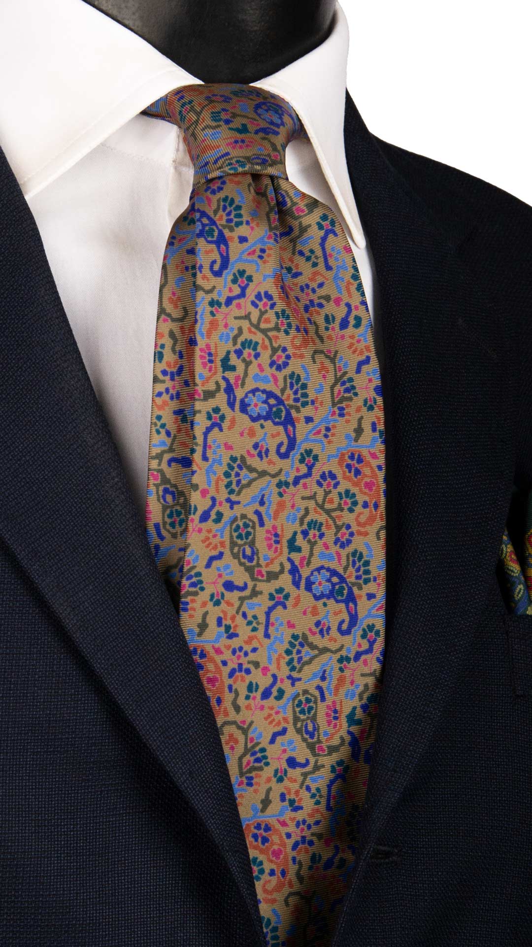 Cravatta Vintage in Twill di Seta Color Corda Fantasia Multicolor CV904 Made in Italy Graffeo Cravatte