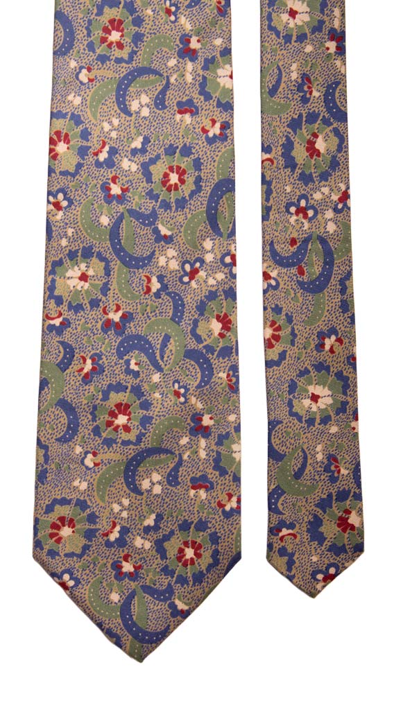 Cravatta Vintage in Twill di Seta Color Corda Fantasia Rosso Blu Verde Made in italy Graffeo Cravatte Pala