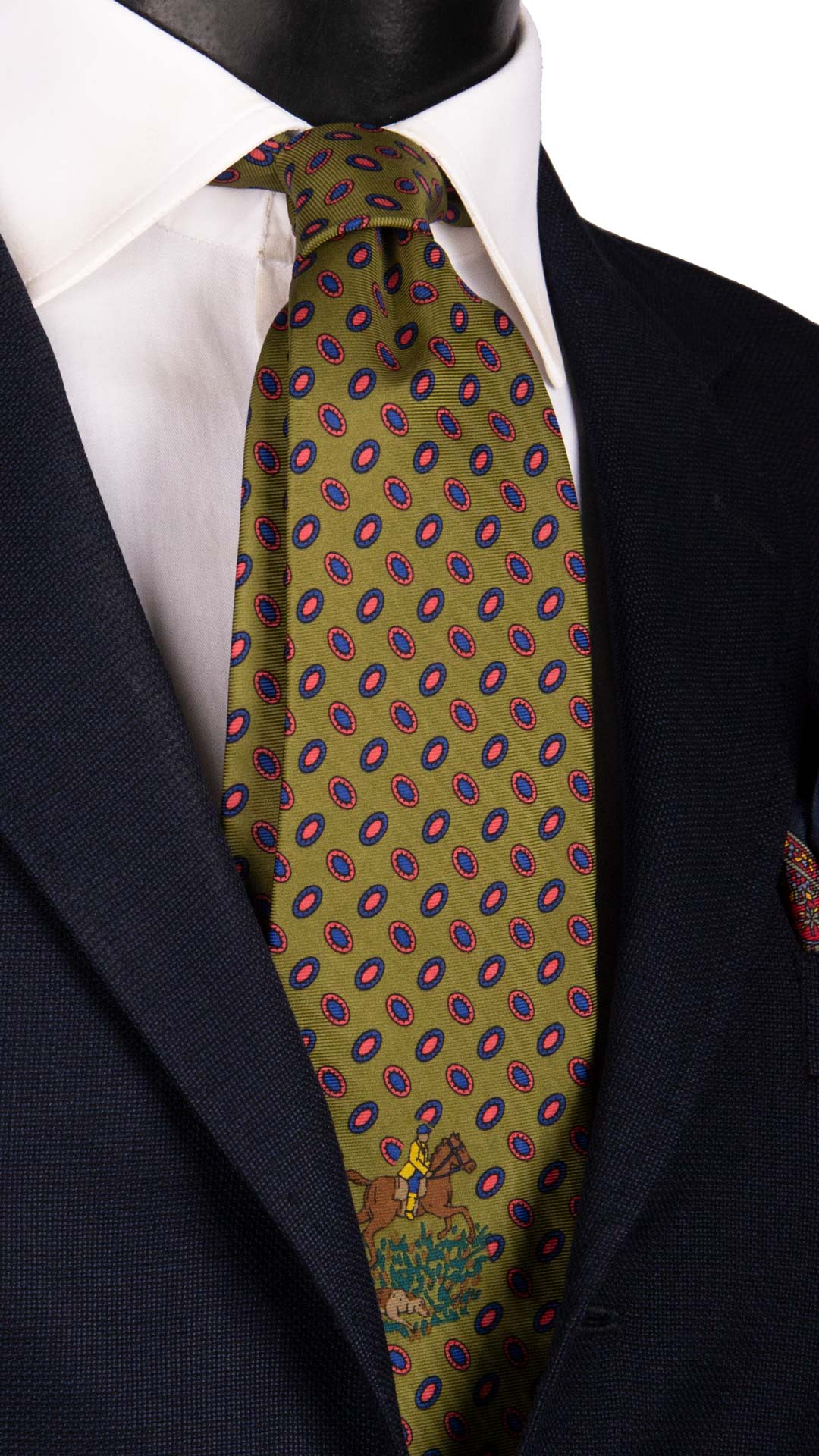 Cravatta Vintage in Twill di Seta Color Verde Oliva Fantasia Multicolor CV1034 Made in Italy Graffeo Cravatte