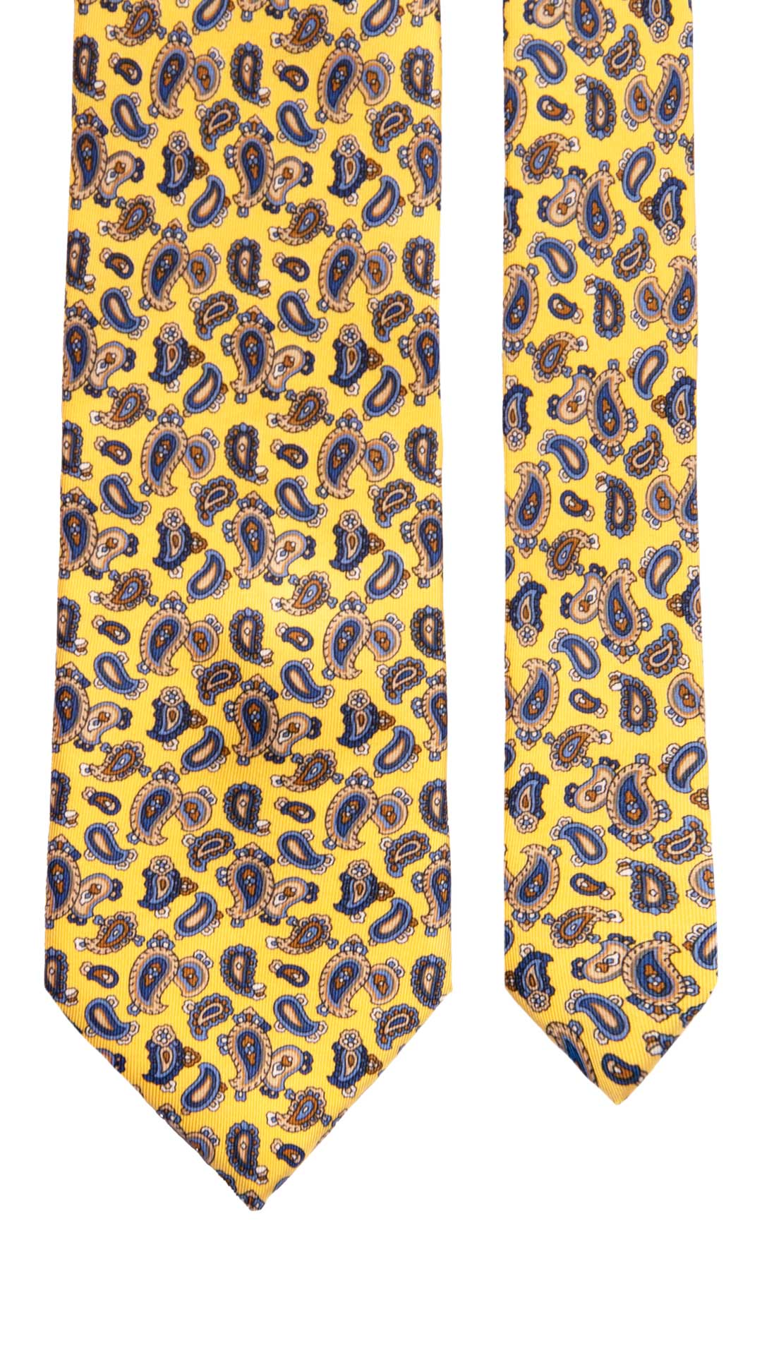 Cravatta Vintage in Twill di Seta Gialla Paisley Multicolor CV1208 Made in Italy Graffeo Cravatte Pala