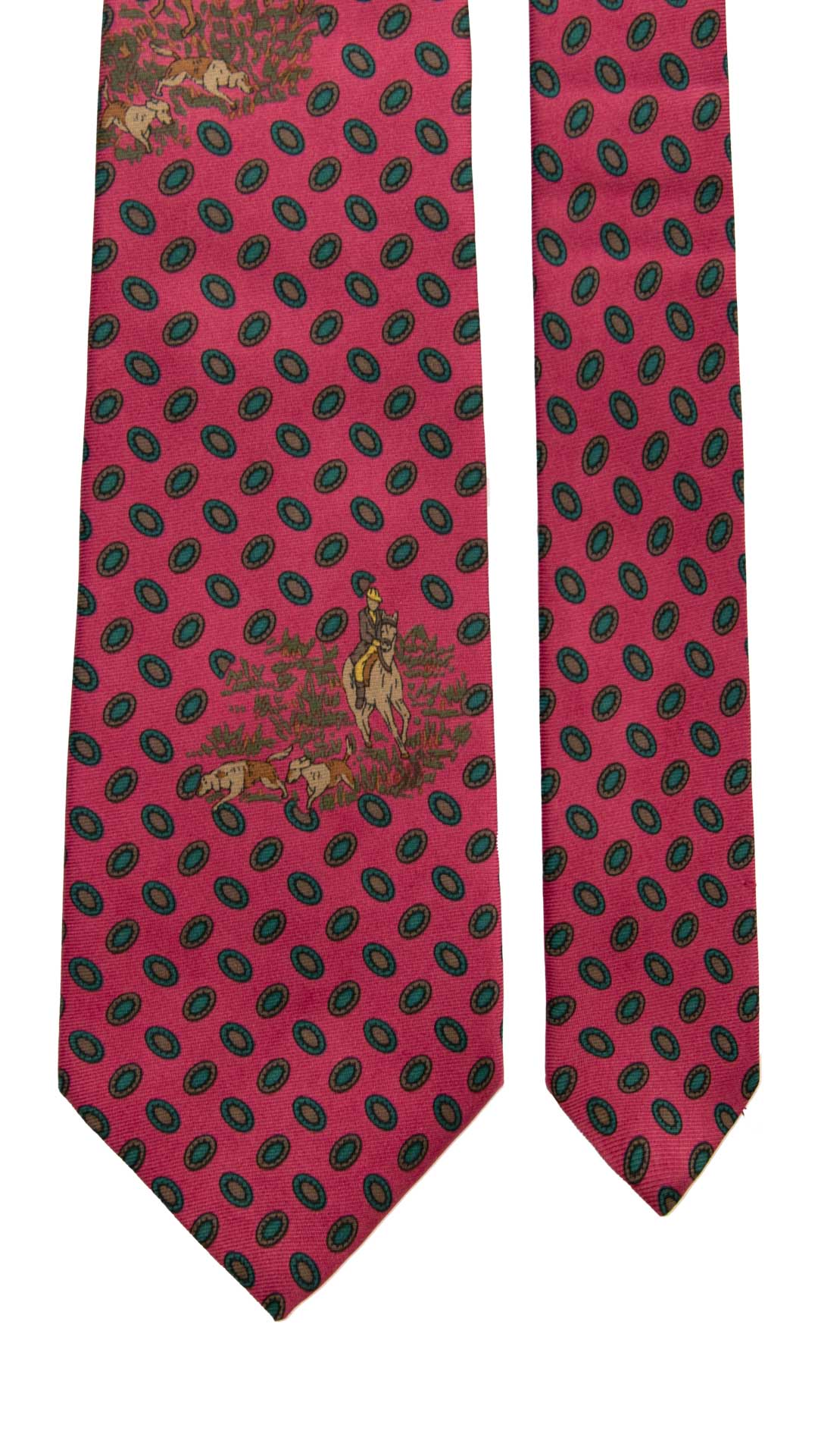 Cravatta Vintage in Twill di Seta Magenta Fantasia Multicolor CV1031 Made in Italy Graffeo Cravatte Pala
