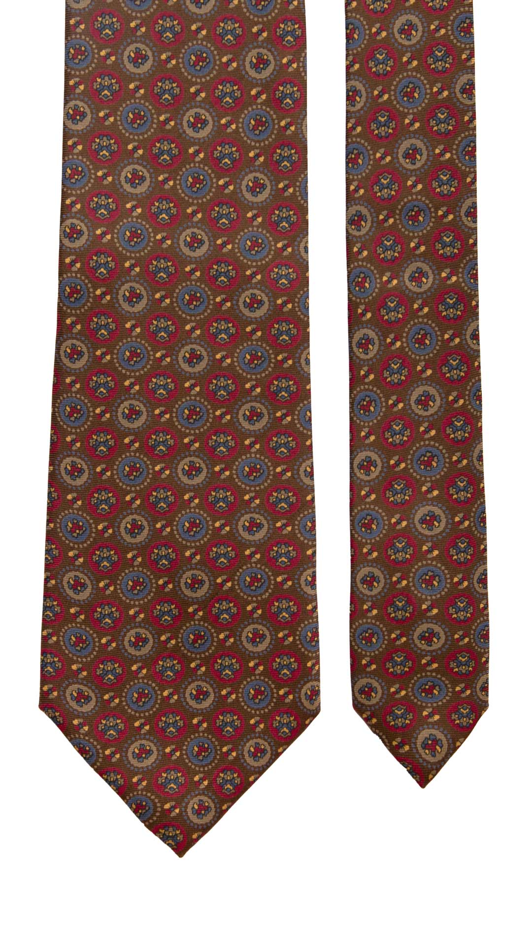 Cravatta Vintage in Twill di Seta Marrone Fantasia Multicolor CV1053 Made in Italy Graffeo Cravatte Pala