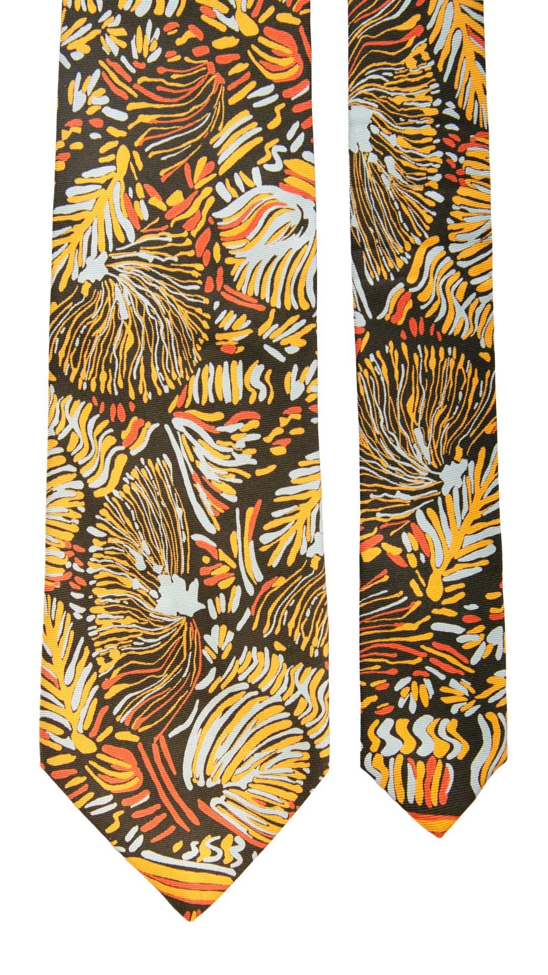 Cravatta Vintage in Twill di Seta Marrone Fantasia Multicolor CV868 Graffeo Cravatte Made in Italy Pala