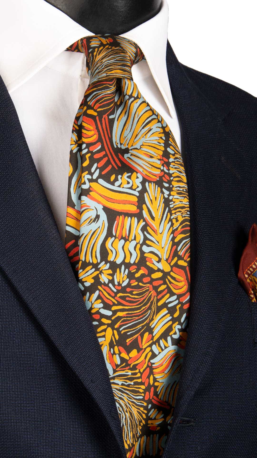Cravatta Vintage in Twill di Seta Marrone Fantasia Multicolor CV868 Graffeo Cravatte Made in Italy