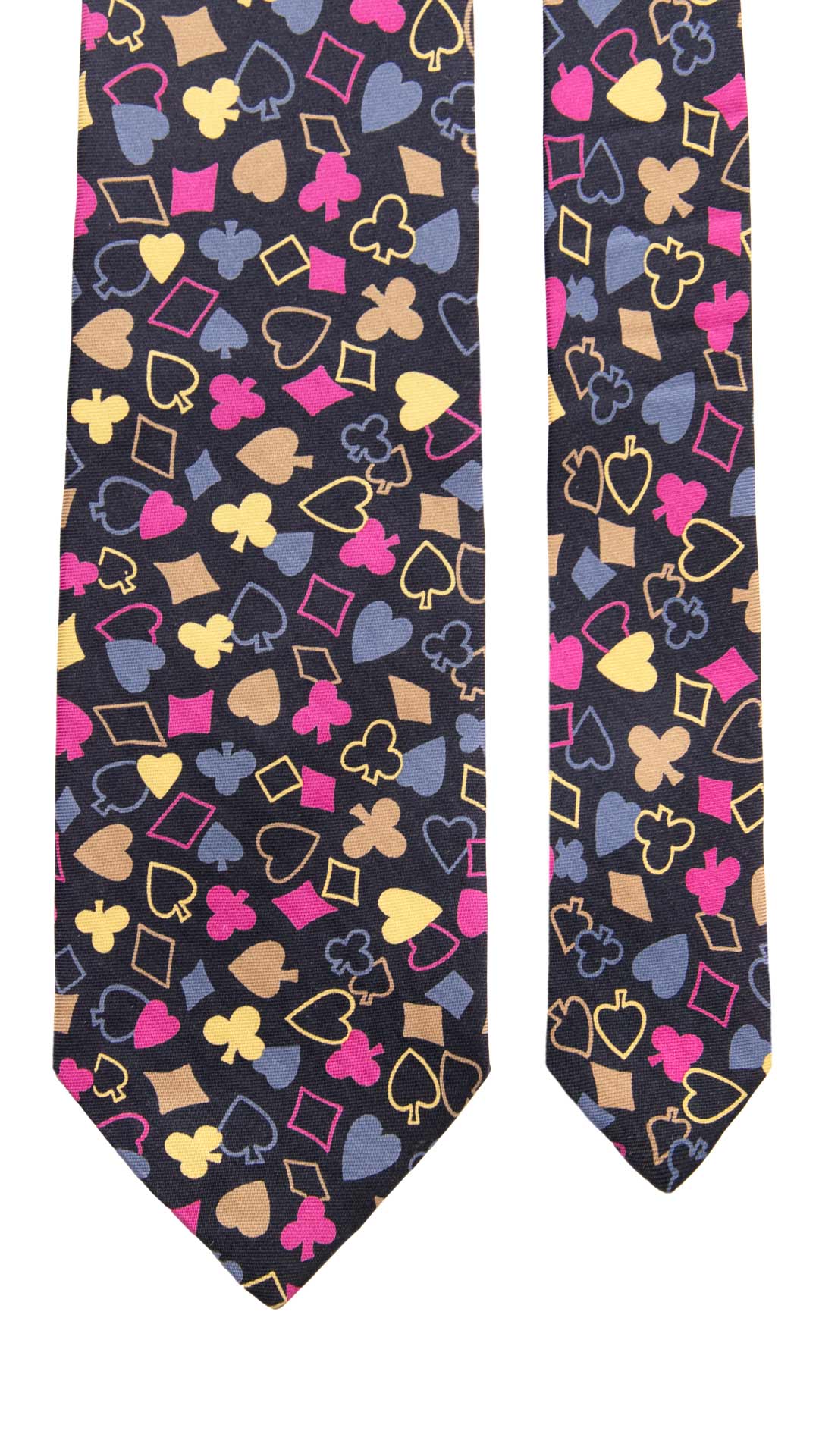 Cravatta Vintage in Twill di Seta Nera Fantasia Multicolor CV1175 Made in Italy Graffeo Cravatte Pala