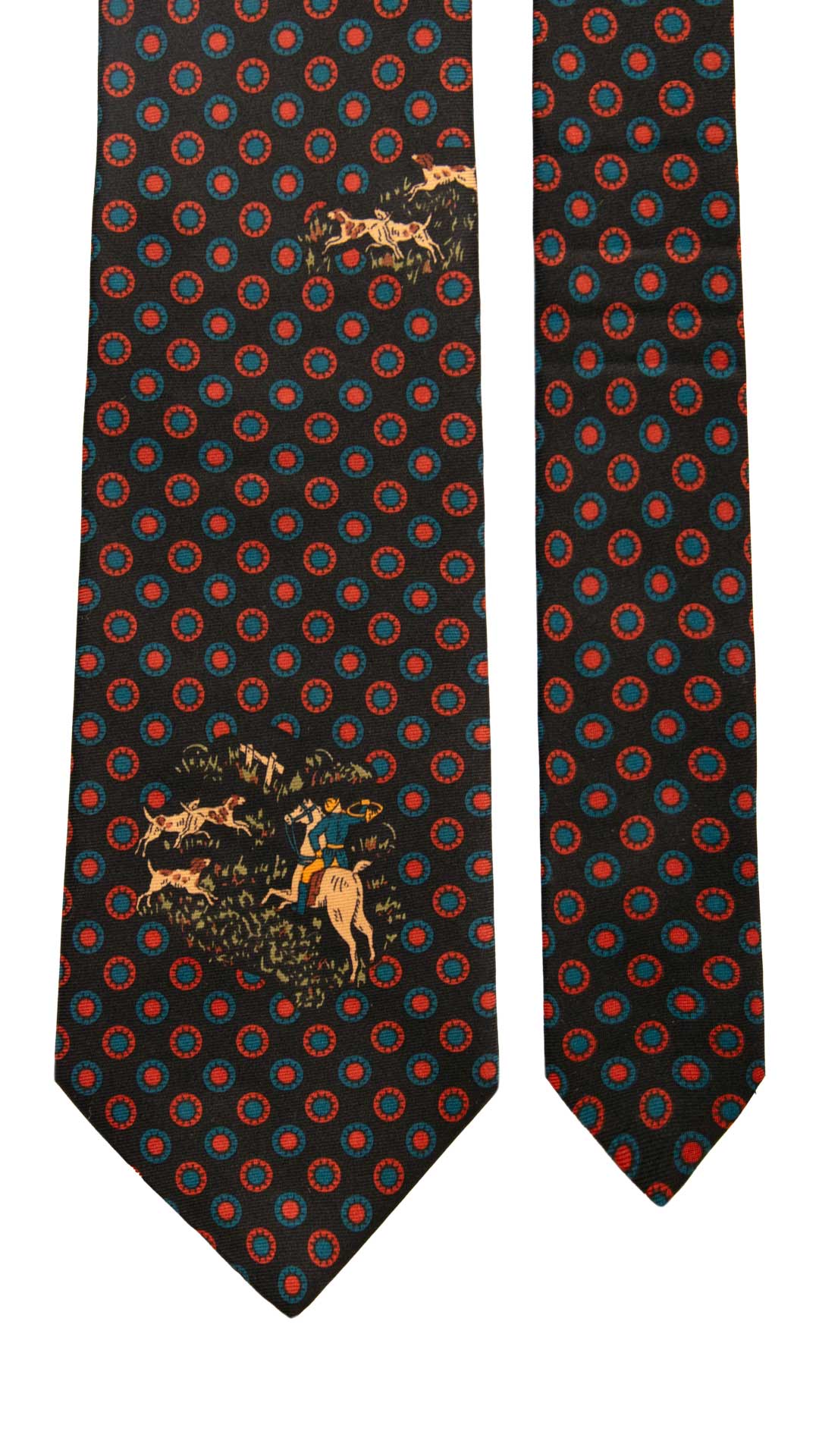 Cravatta Vintage in Twill di Seta Nera Fantasia Multicolor CV1045 Made in Italy Graffeo Cravatte Pala