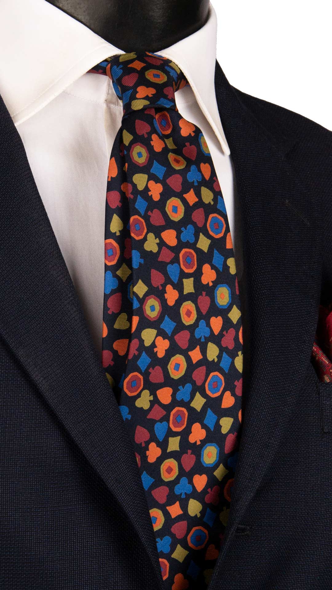 Cravatta Vintage in Twill di Seta Nera Fantasia Multicolor CV1171 Made in Italy Graffeo Cravatte