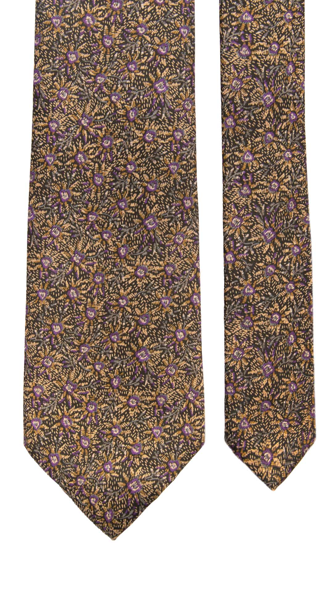 Cravatta Vintage in Twill di Seta Nera a Fiori Multicolor CV1089 Made in Italy Graffeo Cravatte Pala