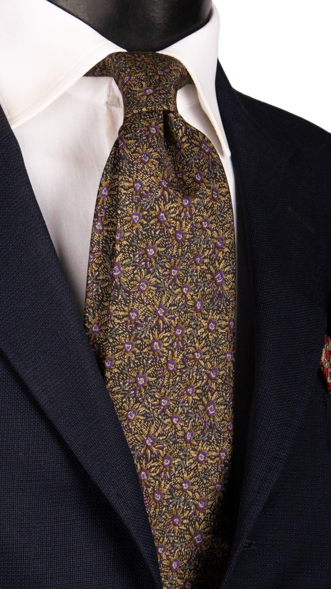 Cravatta Vintage in Twill di Seta Nera a Fiori Multicolor CV1089 Made in Italy Graffeo Cravatte