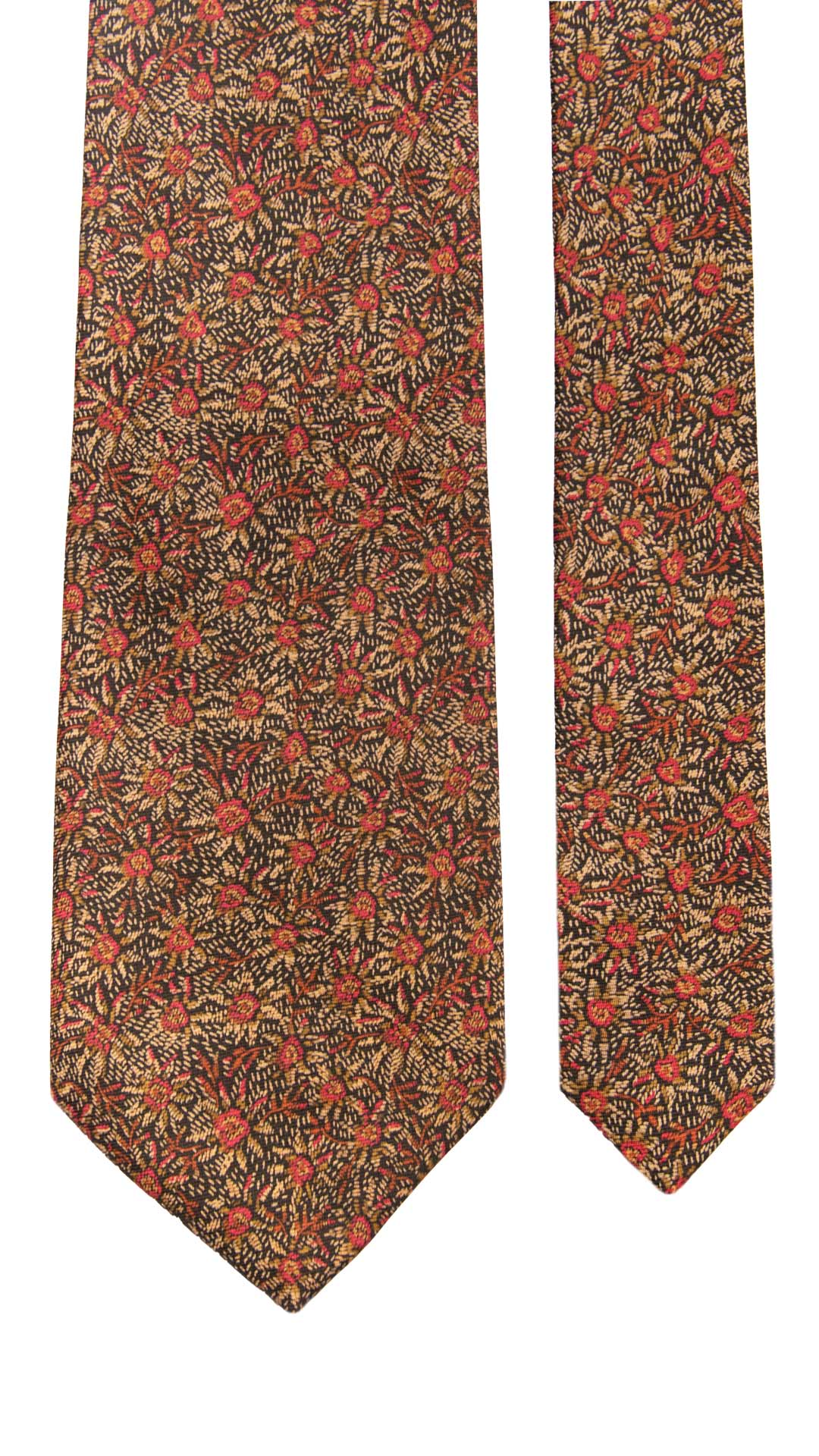 Cravatta Vintage in Twill di Seta Nera a Fiori Multicolor CV1104 Made in Italy Graffeo Cravatte Pala