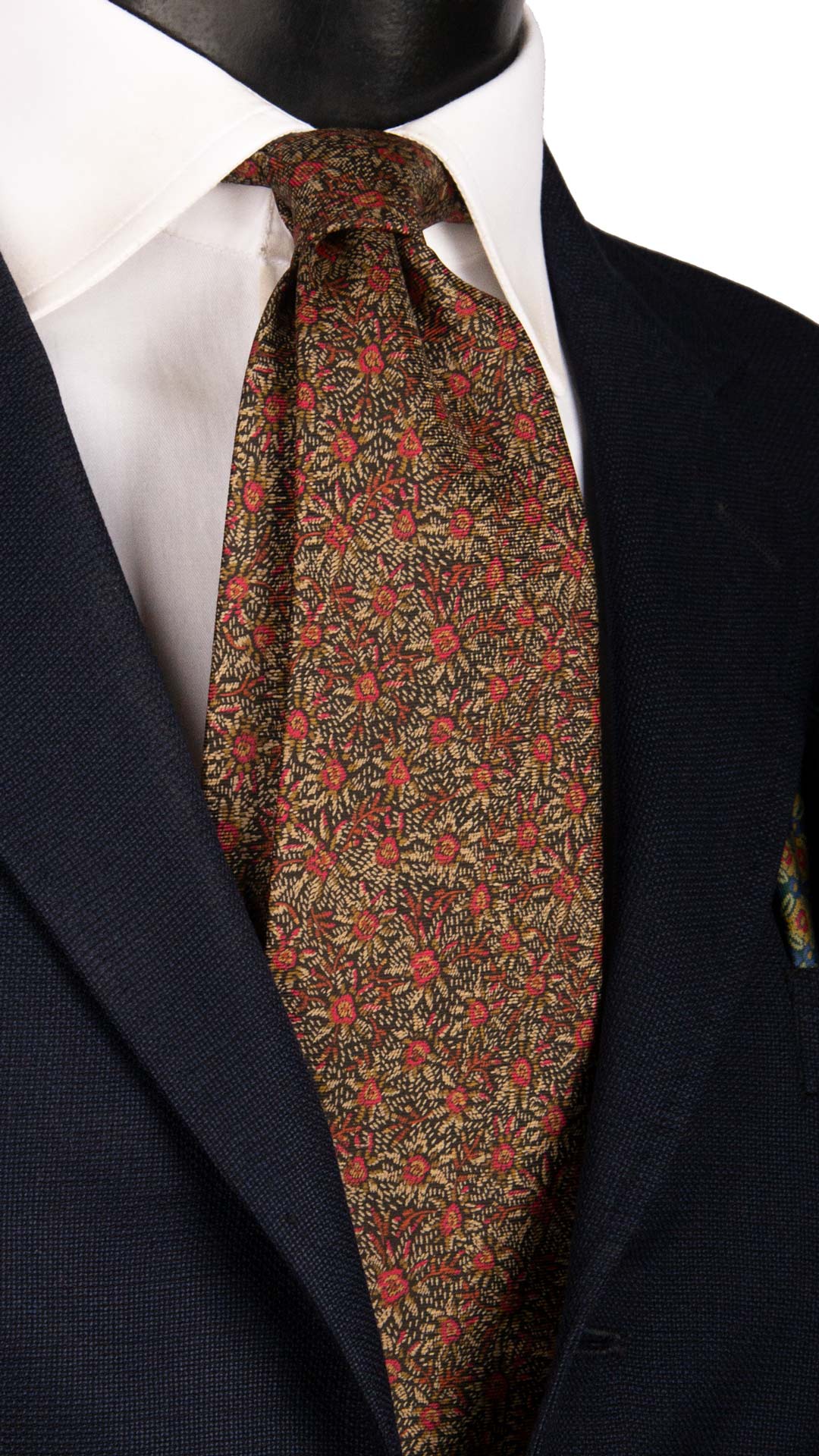 Cravatta Vintage in Twill di Seta Nera a Fiori Multicolor CV1104 Made in Italy Graffeo Cravatte