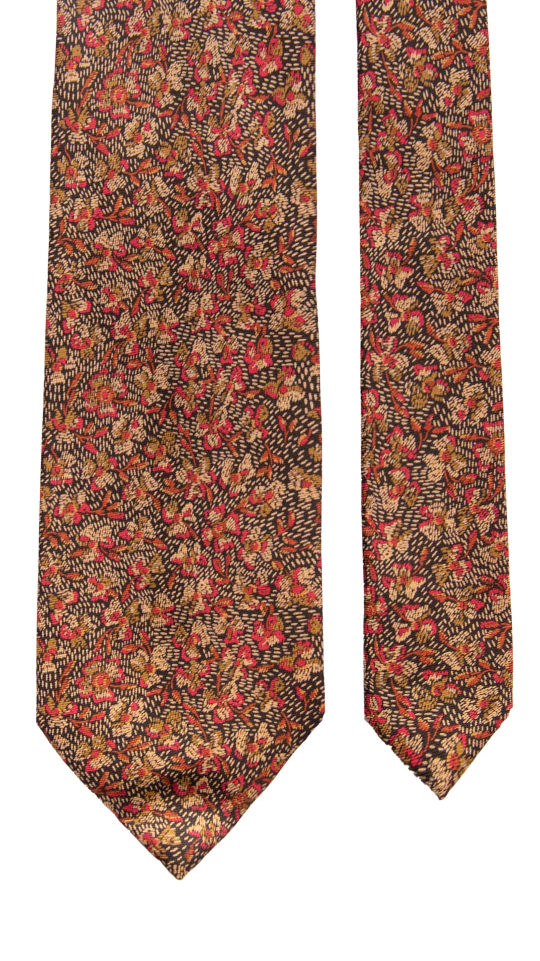 Cravatta Vintage in Twill di Seta Nera a Fiori Multicolor CV1108 Made in Italy Graffeo Cravatte Pala