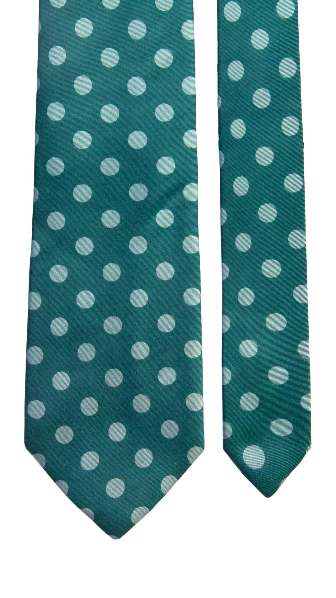 Cravatta Vintage in Twill di Seta Ottanio a Pois Verde Acqua CV1038 Made in Italy Graffeo Cravatte Pala