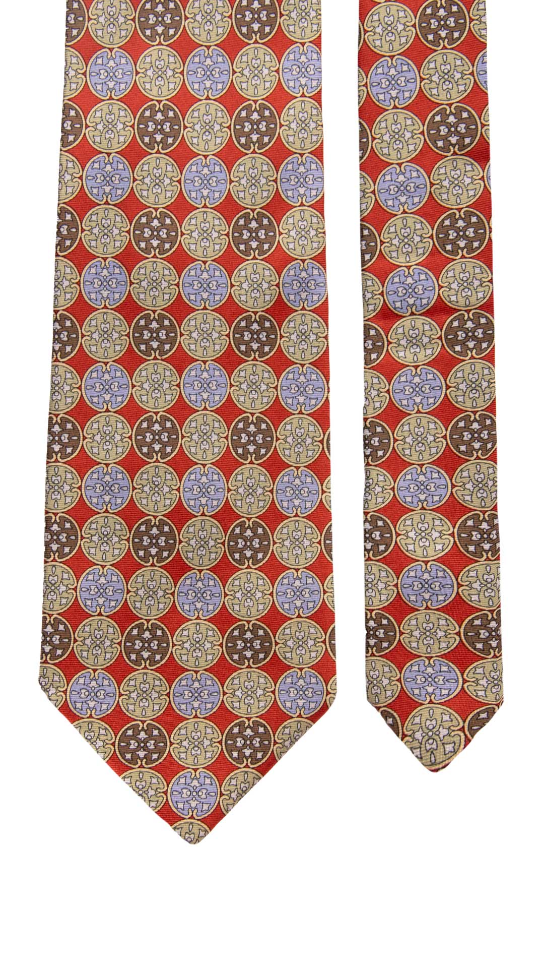 Cravatta Vintage in Twill di Seta Rossa Fantasia Multicolor CV1012 Made in Italy Graffeo Cravatte Pala