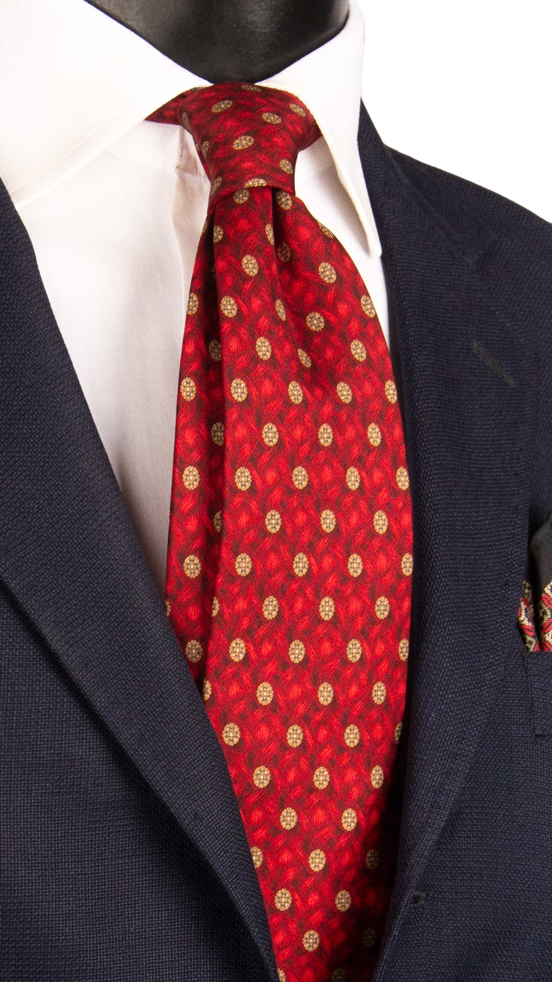 Cravatta Vintage in Twill di Seta Rossa Fantasia Tono su Tono Rosa Salmone CV1220 Made in Italy Graffeo Cravatte