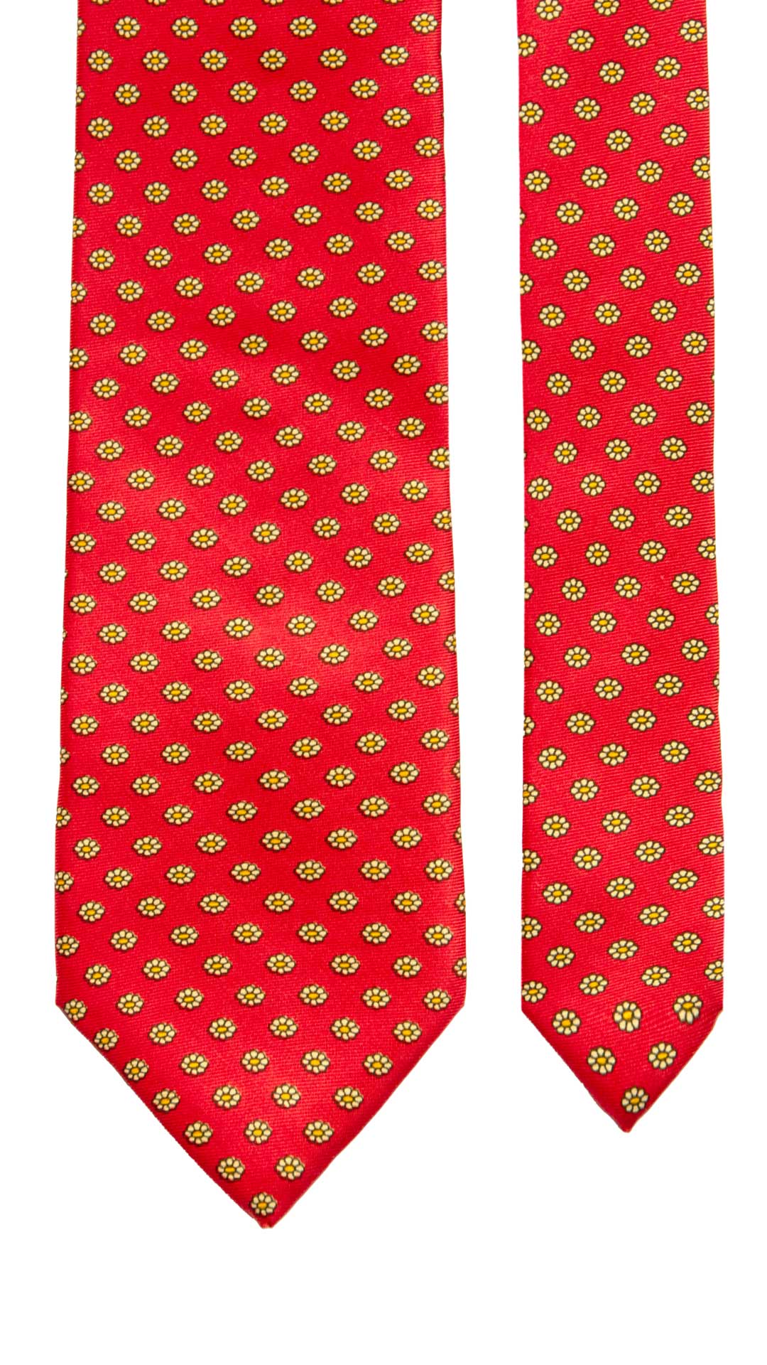 Cravatta Vintage in Twill di Seta Rossa a Fiori Gialli CV1211 Made in Italy Graffeo Cravatte Pala