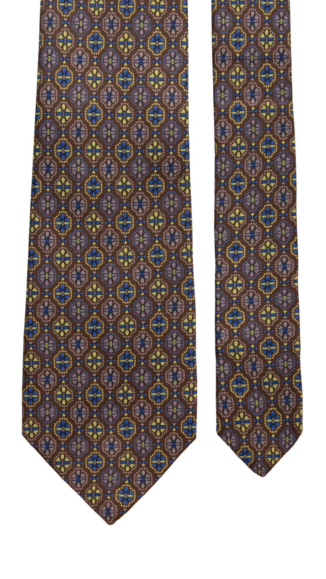 Cravatta Vintage in Twill di Seta Tortora Fantasia Multicolor CV1052 Made in Italy Graffeo Cravatte Pala