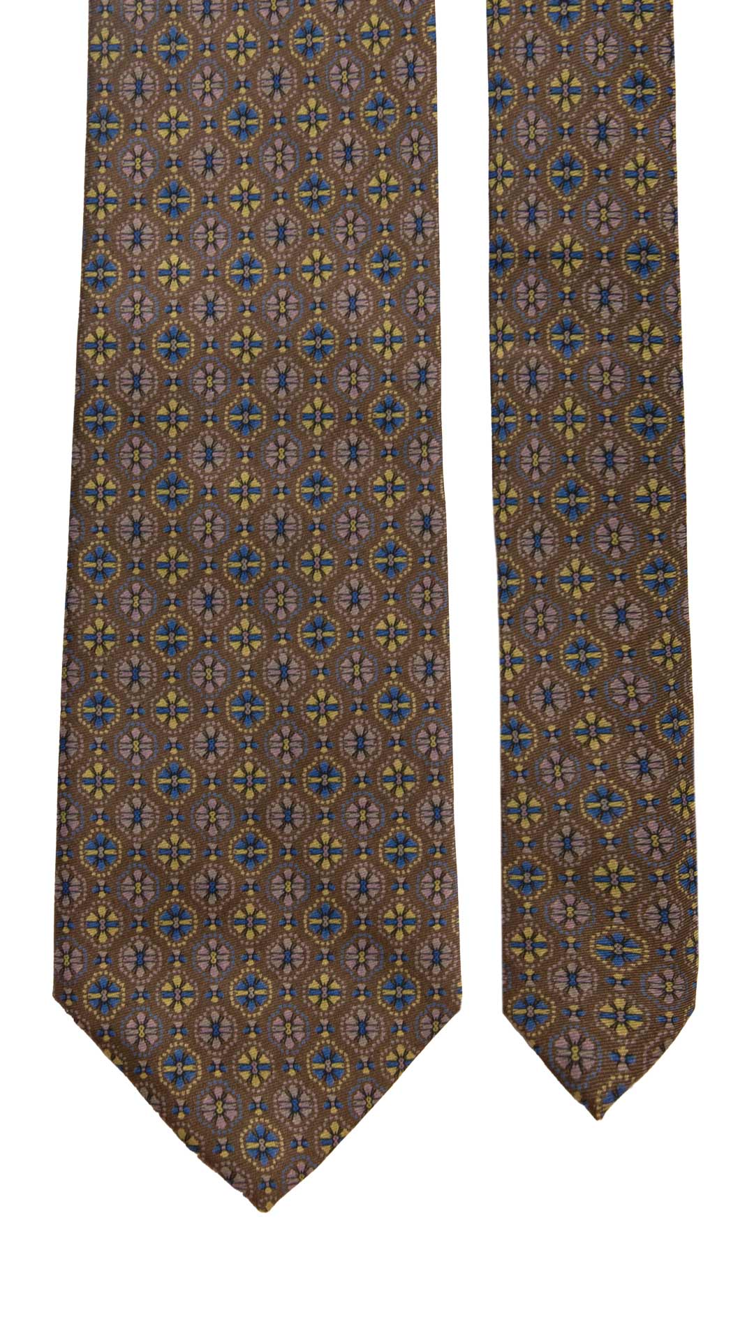 Cravatta Vintage in Twill di Seta Tortora Fantasia Multicolor CV1054 Made in Italy Graffeo Cravatte Pala