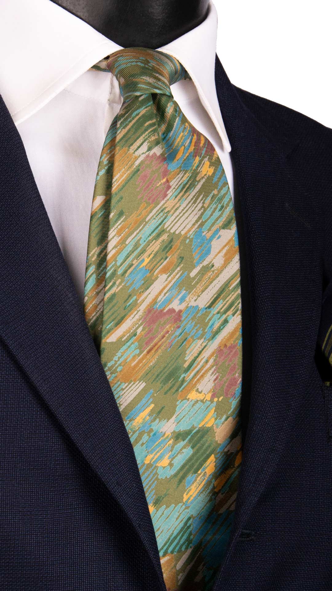 Cravatta Vintage in Twill di Seta Verde Fantasia Multicolor CV876 Graffeo Cravatte Made in Italy