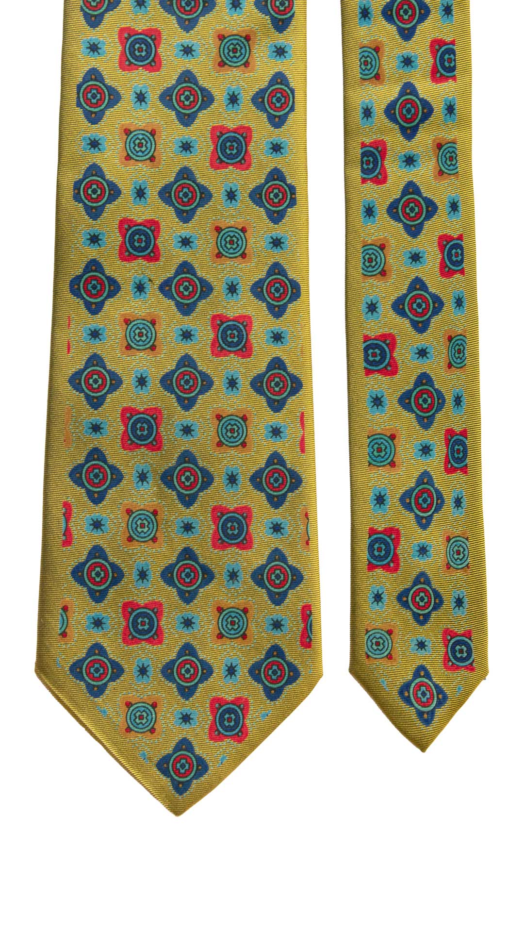Cravatta Vintage in Twill di Seta Verde Oliva Fantasia Multicolor CV1020 Made in Italy Graffeo Cravatte Pala