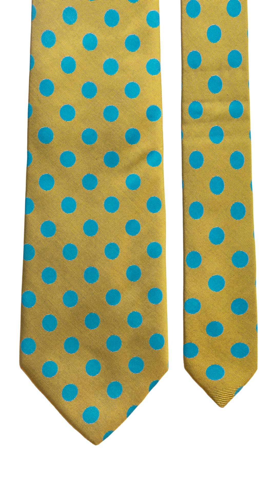 Cravatta Vintage in Twill di Seta Verde Oliva a Pois Turchesi CV1039 Made in Itali Graffeo Cravatte Pala