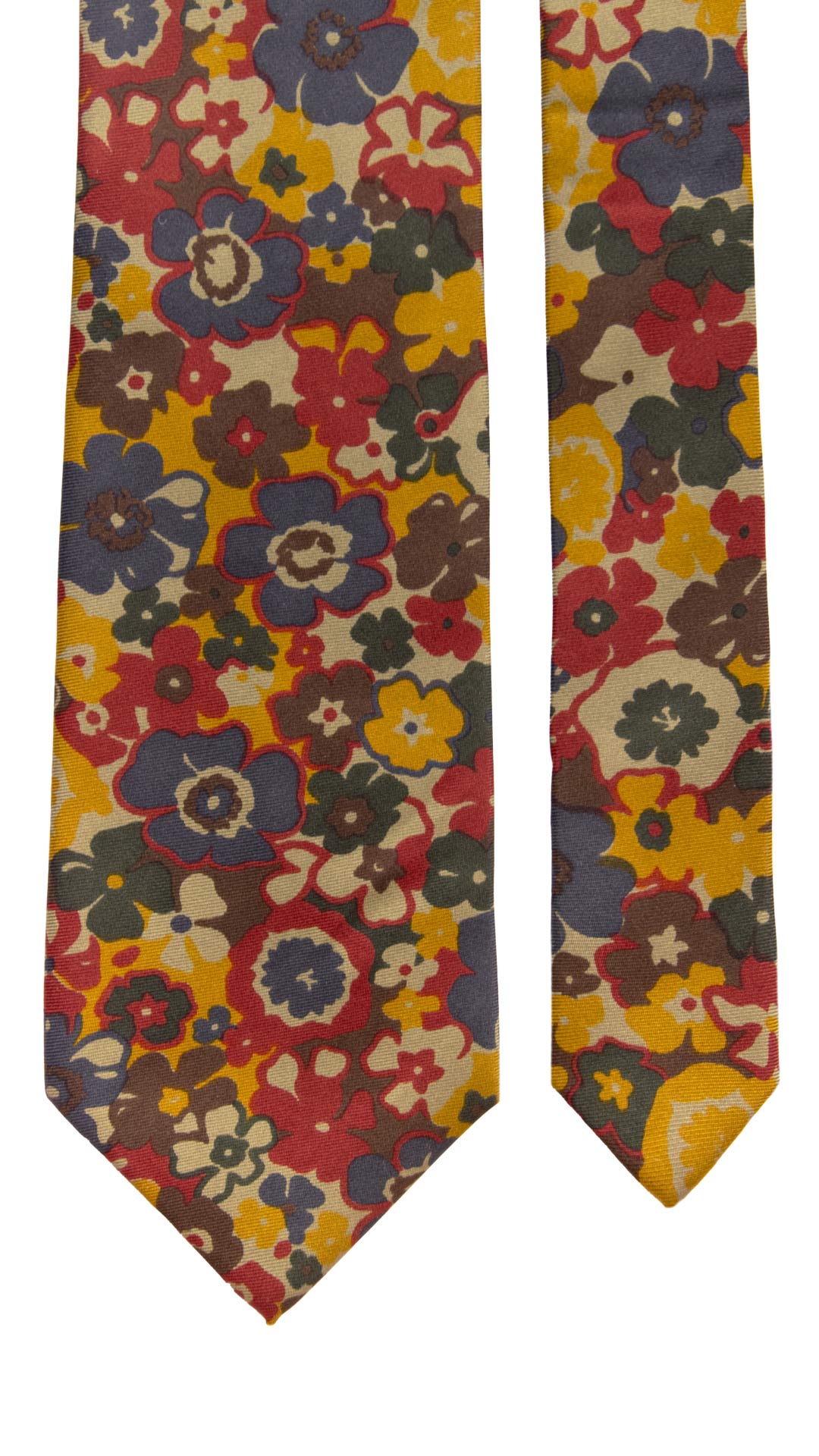 Cravatta Vintage in Twill di Seta a Fiori Multicolor CV1075 Made in Italy Graffeo Cravatte Pala