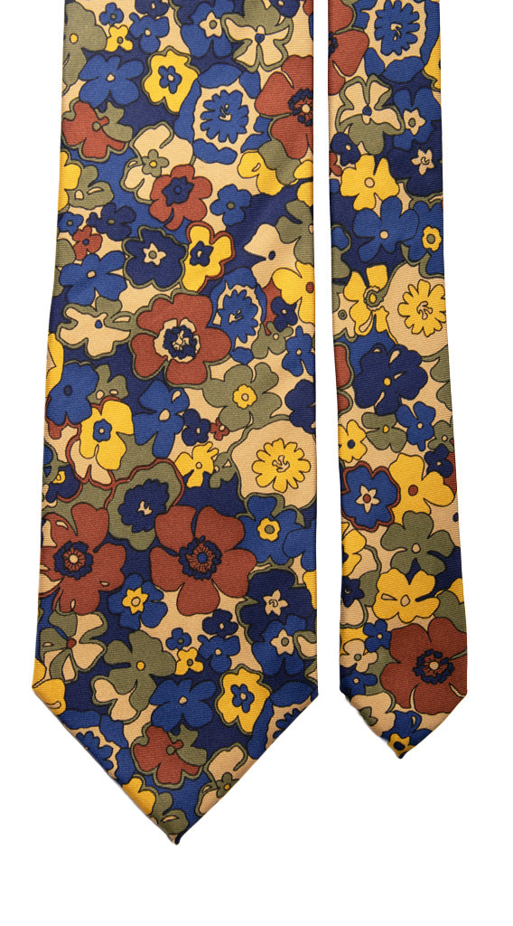 Cravatta Vintage in Twill di Seta a Fiori Multicolor Made in Italy Graffeo Cravatte Pala