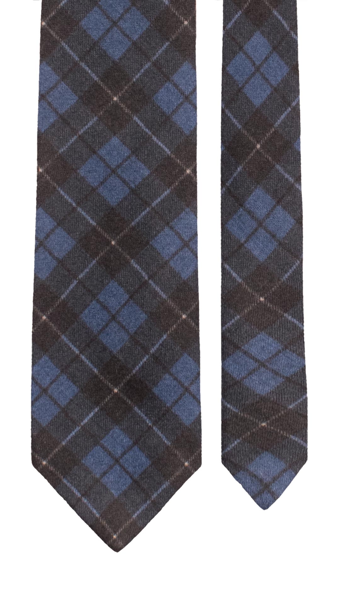 Man Wool Tie Deep Blue Grey Dark Blue Checks L1346