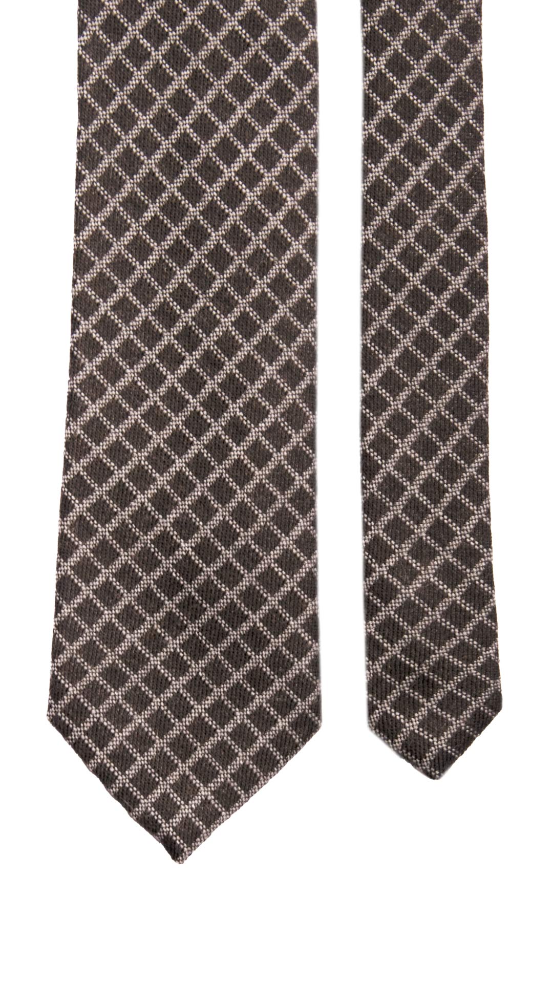 Cravatta a Quadri di Lana Nera Marrone Grigio Made in Italy Graffeo Cravatte Pala