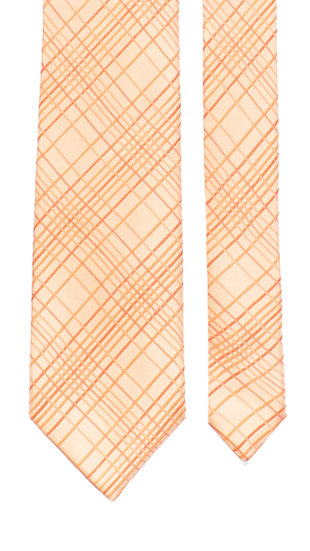Cravatta a Quadri di Seta Arancione 7190 Graffeo Cravatte Made in Italy Pala